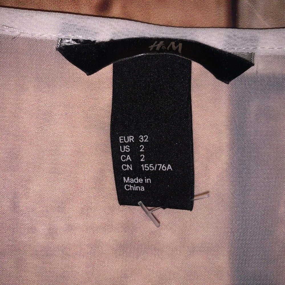 H&M Champagne Bling On WhiteTank Top Blouse Sz 2 Sheer Back (Rx) - Picture 6 of 6